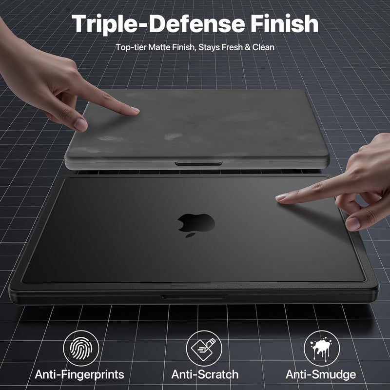 soonjet Anti-Crack for MacBook Pro 14 inch Case | 2025-2021 M5 M4 M3 M2 M1 Pro/Max | 100% Match Official Color | Protective Hard Shell Laptop Cover｜Armor Black - Image 5